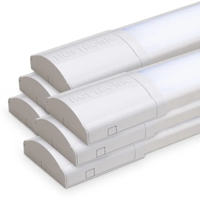 HOFTRONIC Set van 6 LED batten 60cm – 18 Watt 2520 lumen – Flikkervrij – Koppelbaar – Daglicht wit 6500K – Polycarbonaat – IP20 – Onderbouwverlichting voor binnen