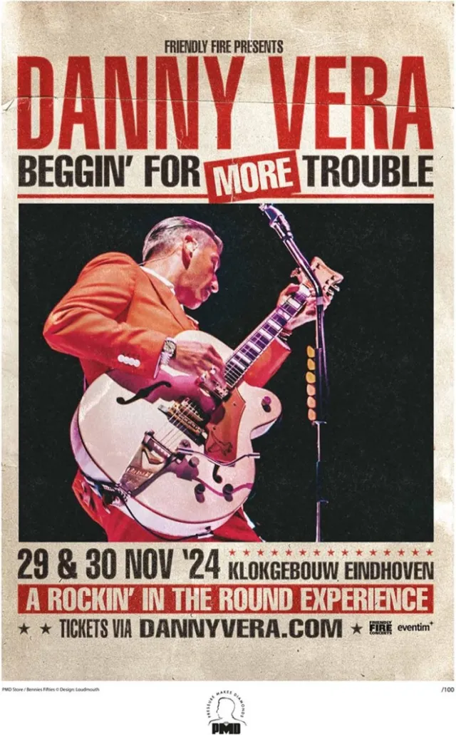 Danny Vera Beggin' For More Trouble Concert Litho - Eindhoven Concert Gelimiteerd