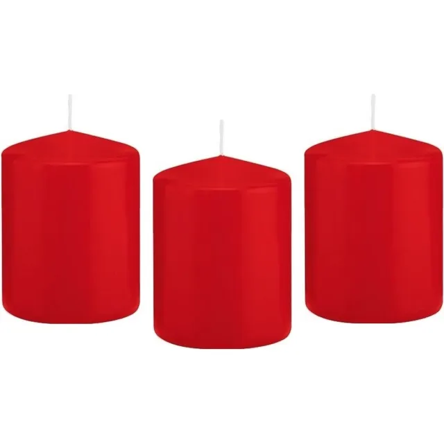 Trend Candles Cilinderkaars/stompkaars - 8x - rood - 6 x 8 cm - 29 branduren - met brandvertragende folie