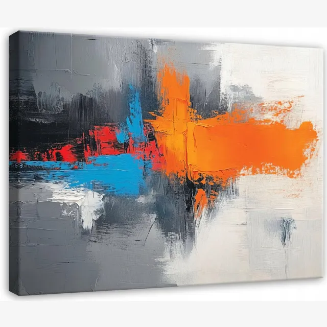 WALLARENA Canvas schilderij - 60x40 cm - abstract grijs kleur voor slaapkamer woonkamer op doek multikleurig
