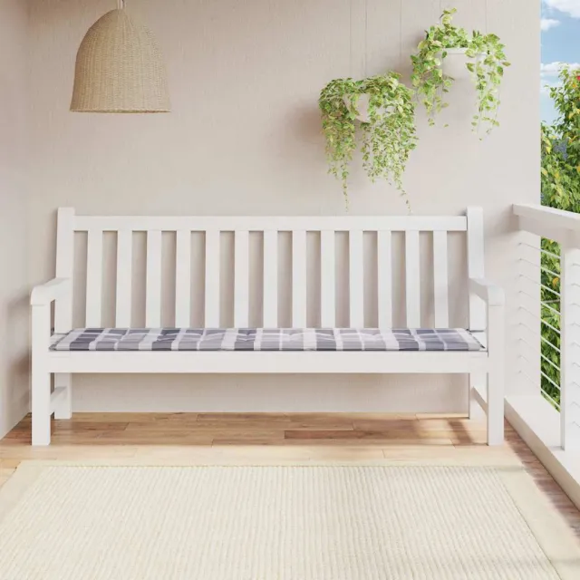 vidaXL Tuinbankkussen 200x50x3 cm oxford stof ruitpatroon grijs Meerkleurig