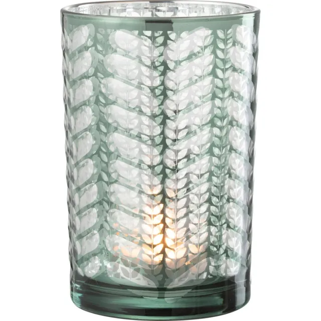 J-Line windlicht Visgraat - glas - groen/zilver - large Zilver - Groen