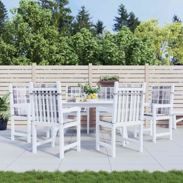 vidaXL Tuinstoelkussens 6 st 100x50x3 cm oxford stof ruitpatroon grijs Meerkleurig