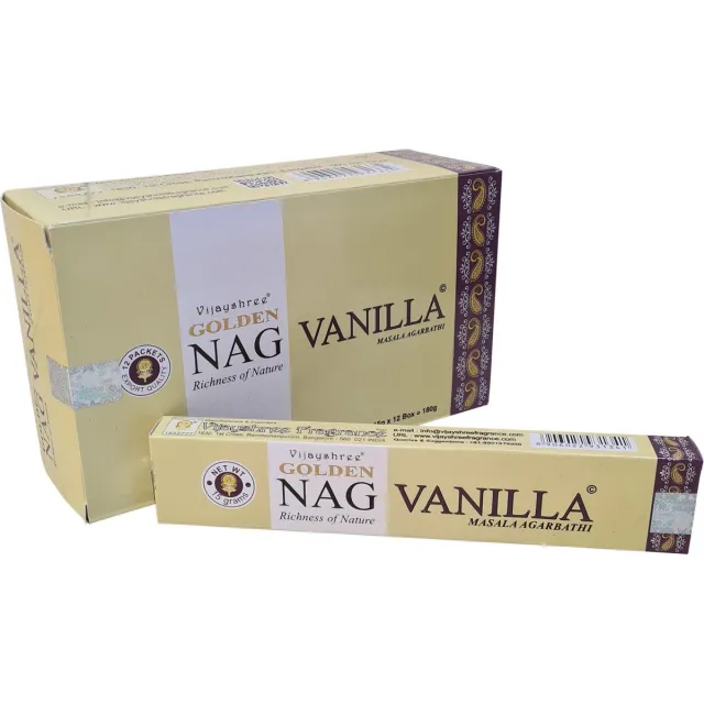 Phoenix Import Mani Bhadra Wierookstokjes Golden Nag Vanilla (12 pakjes van 15 gram) Multi 1