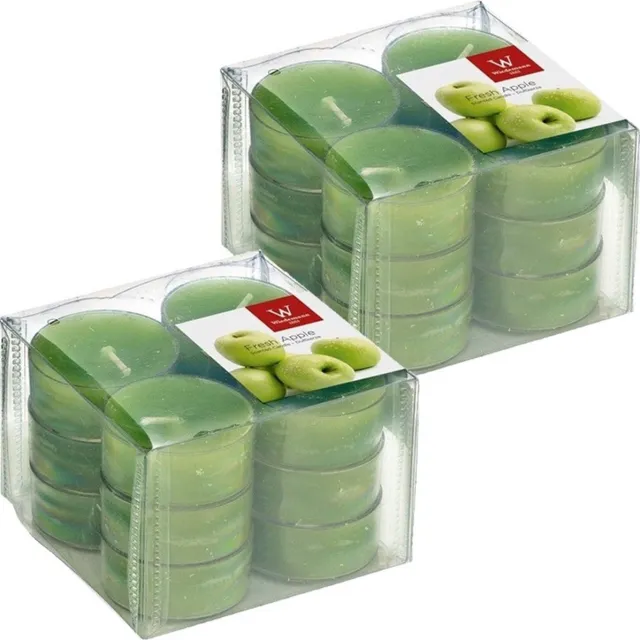 Trend Candles geurtheelichtjes/waxinelichtjes - 24x - appel geur - 4 branduren -transparante cup Groen