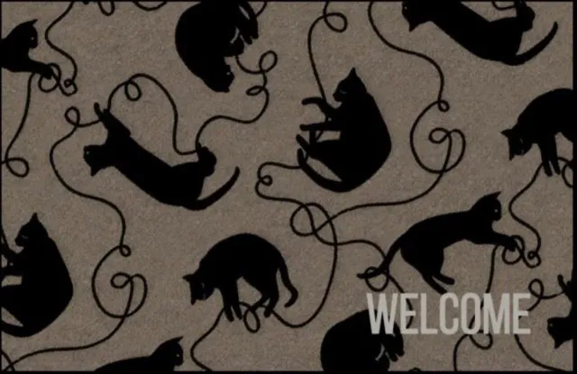 Joy @ Mat JoY@Mat Luxe indoor mat - Deurmat - Schoonloopmat - Droogloopmat - Playing Cat - 40cmx60cm - Polyamide taupe