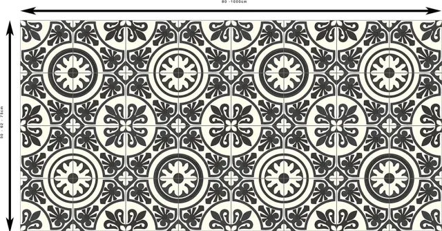 JYG Vloerkleed Brussel - Keukenloper - Keukenmat - Vinyl - Vintage - Zwart - Wit