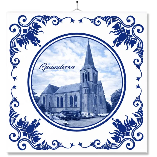 MC Living Tegel Met Opdruk | Gaanderen | Delft Blauw | Cadeau | Inclusief Geschenkdoos | Standaard | Ophangsysteem Multi-Color