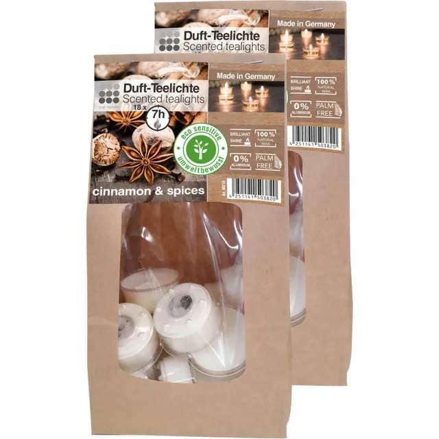 Enlightening Candles Geur theelichtjes - 36x st - kaneel - wit - 4 cm - 7 branduren - geurkaarsen - kaneelgeur - Waxinelichtjes - Eco/milieubewust