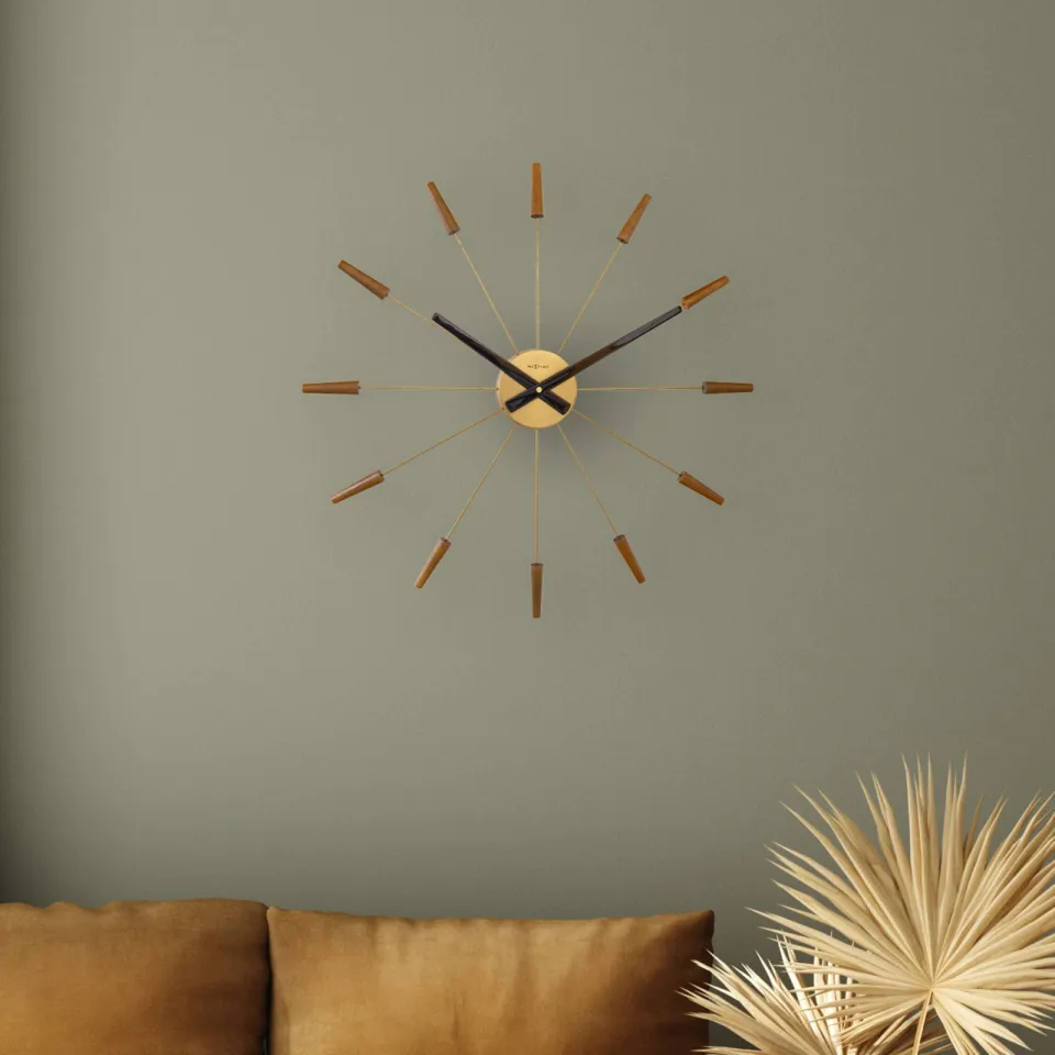 NeXtime Grote wandklok 58 cm - Geruisloos - Hout/roestvrij staal - "Plug-Inn", foto 4