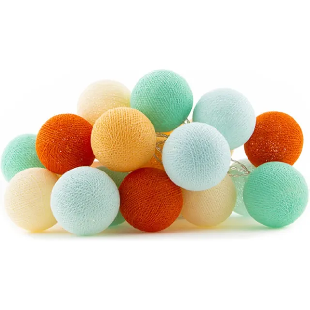 Cotton Ball Lights LED lichtslinger voor binnen - Handgemaakt en Fairtrade - 20 lampjes - Sunset
