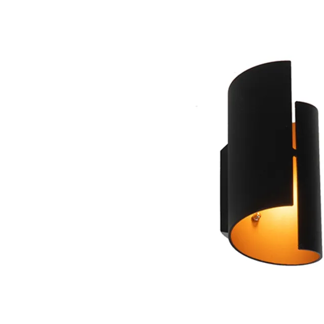 QAZQA faldo - Moderne Wandlamp voor binnen - 1 lichts - D 9.8 cm - Zwart Goud - Woonkamer | Slaapkamer | Keuken
