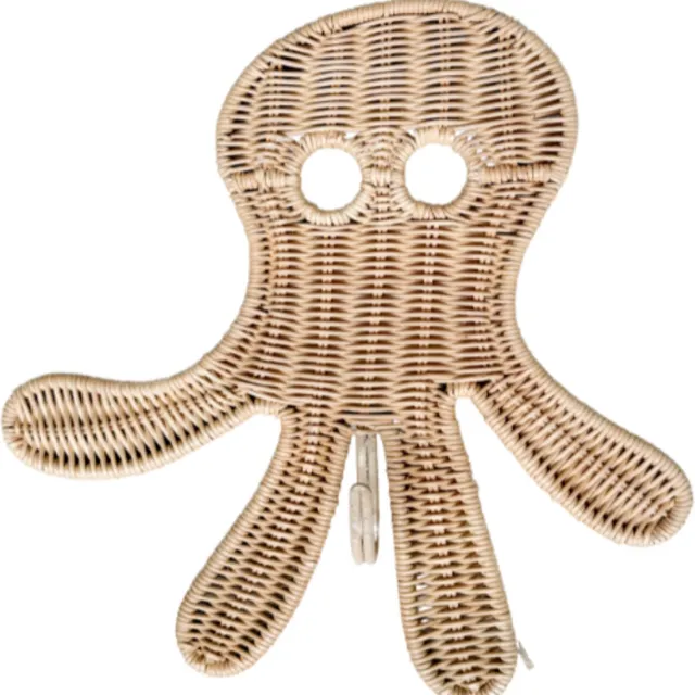 Cokos Oswald de octopus rotan wandhaak small Beige