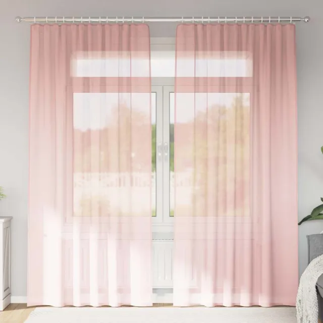 vidaXL Gordijnen voile met roedezakken 2 st roze