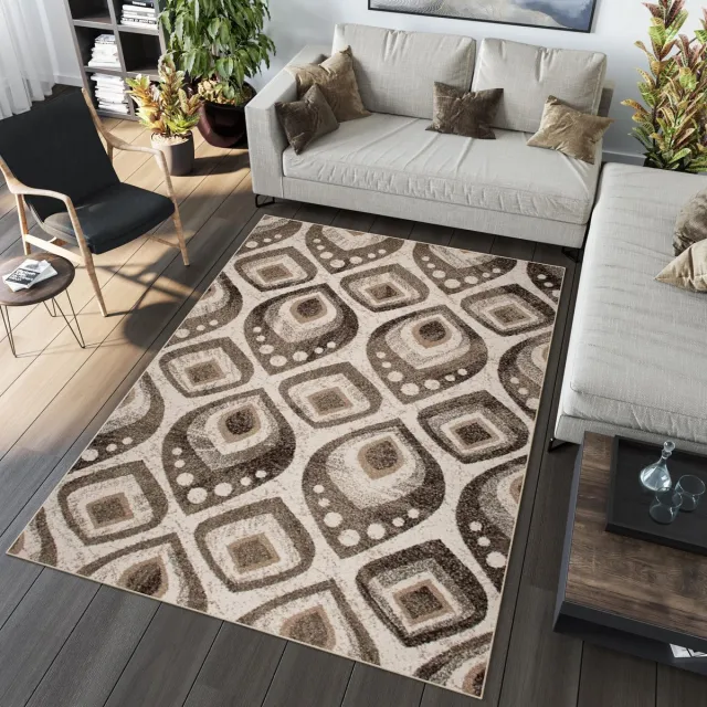 Tapiso Jawa Vloerkleed Bruin Beige Modern Laagpolig Tapijt Creme Bruin 7