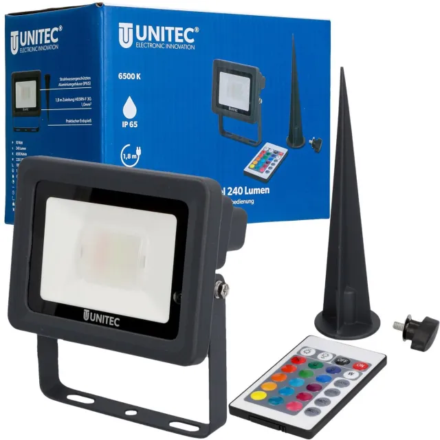 Unitec LED buitenlamp kleurrijk tuinlamp spot grondspies outdoor IP65 afstandsbediening Black