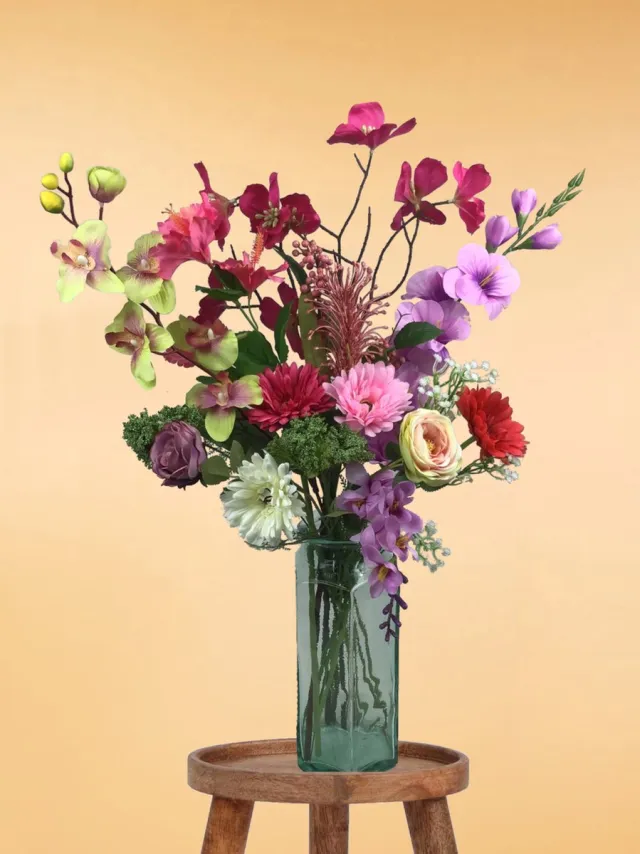 The Bloomistic Company The Bloomistic® – Zijden Boeket – 70-80 cm hoog – Kunstbloemen – 15 stelen – moederdag – nepbloemen – housewarming cadeau – decoratie – decoratie woonkamer Rosewood Charm