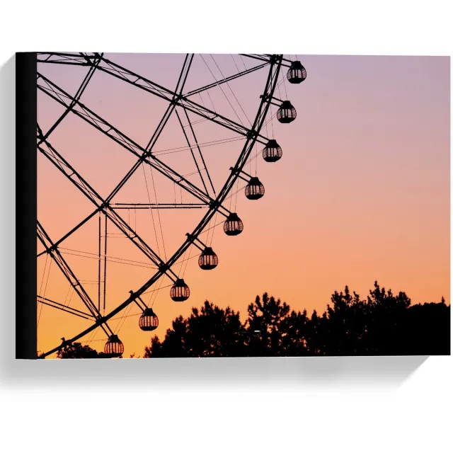 KuijsFotoprint Canvas - Reuzenrad met Mooie Lucht op Achtergrond - 40x30cm Foto op Canvas Schilderij (Wanddecoratie op Canvas) Zwart