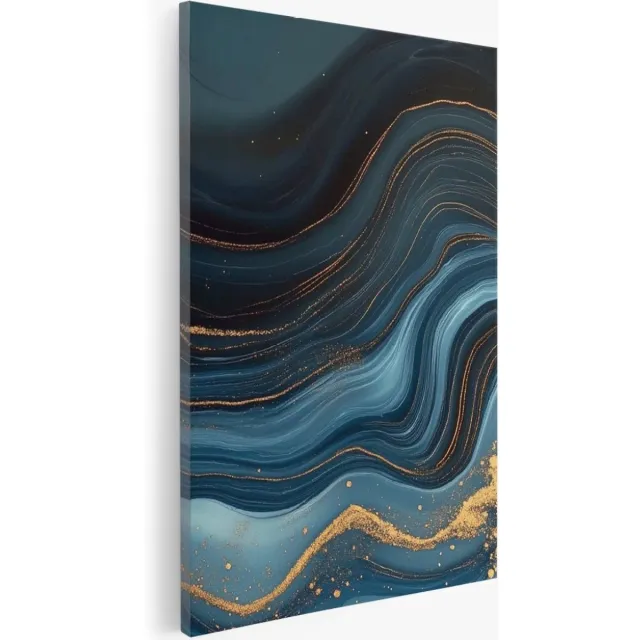 Saammp Canvas Schilderij - Golvend marmer - Abstract - 60x90 - Foto op canvas - Wanddecoratie - Muurdecoratie Woonkamer - Slaapkamer decoratie - Canvas Print Multicolor