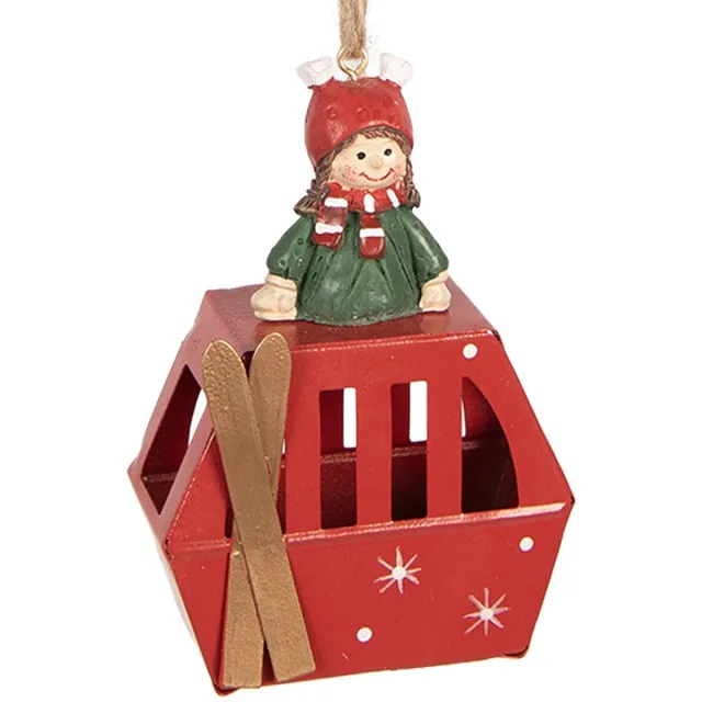 Clayre & Eef Kersthanger 7x3x10 cm Rood Kunststof