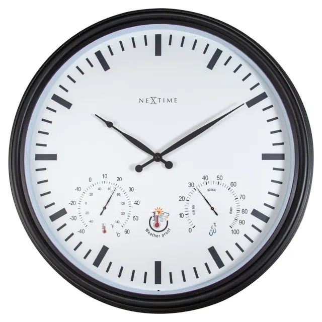 NeXtime Weerstation - Wandklok - Weerbestendig - 50,5 cm en Zonnebloem zwart