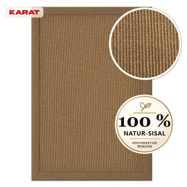 Floordirekt Sisal Vloerkleed Goa - 100% Sisal - Stoffen Rand - Taupe - 70 x 130 cm
