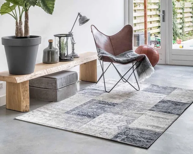 Lifa-Living Lifa Living Patchwork Dark Grey - 230 x 330 Grijs