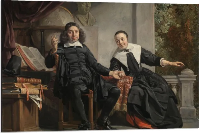 KuijsFotoprint Dibond - Oude Meesters - A. Casteleyn en echtgenote M. van Bancken, Jan de Bray - 90x60cm Foto op Aluminium (Met Ophangsysteem) Groen