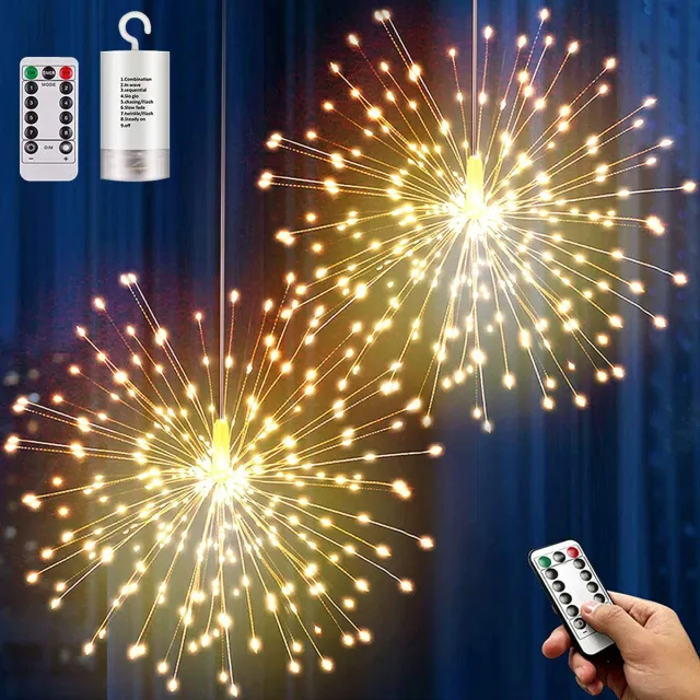 MUPOO Kerstverlichting Buiten - 3-Pack 200 LED Warm Wit Vuurwerk Lichtslinger met Afstandsbediening & Timer - Buigbaar & DIY met 10 Helderheidsniveaus en 8 Lichtmodi - Voor Tuin, Balkon en Kerst