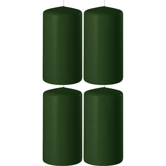 Enlightening Candles 4x Donkergroene cilinderkaarsen/stompkaarsen 6 x 10 cm 36 branduren - Geurloze kaarsen donkergroen - Woondecoraties