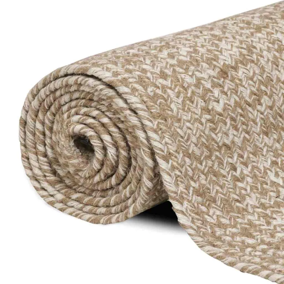 vidaXL Gebied Tapijt Natuurlijk en Wit 60 x 110 cm Jute, foto 2