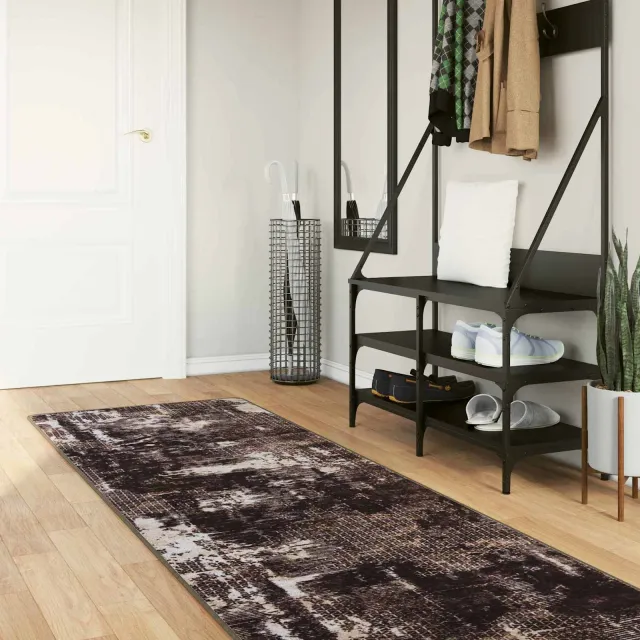 vidaXL Vloerkleedloper MARSA Zwart en Wit 80 x 400 cm Polyester en PVC, foto 2