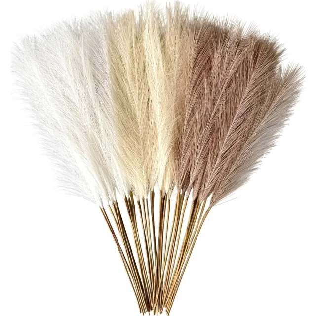 NUVEX Melkwit beige bruin droogboeket kunstmatig pampasgras bohemian woondecoratie vaasvulling fluffy siergras 18 stuks