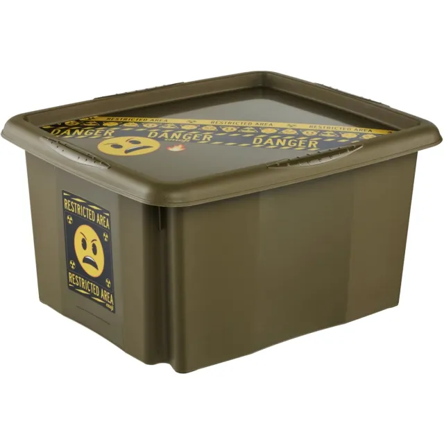 Keeeper opbergbox Karolina Emoji Danger, 24 liter, olijfgroen Yellow;Olive;Black