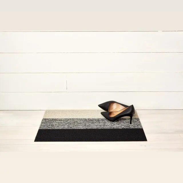 CHILEWICH Deurmat 46x71cm Marbled Stripe | Salt & Pepper Zwart, wit