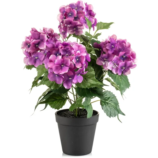 Emerald Kunstplant Hortensia in pot 40cm fuchsia - Kunstplant voor binnen