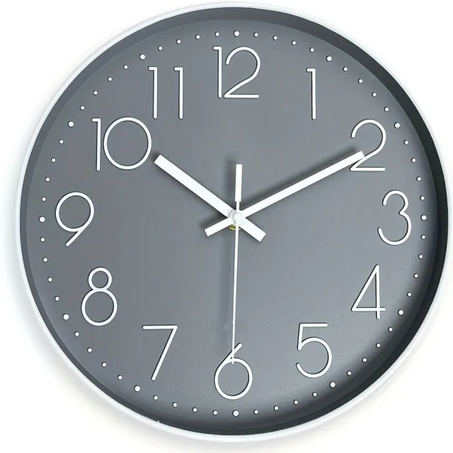 Cokar wandklok - wandklok radiogestuurd - wandklok modern - kwarts horloge - Stille - niet-tikkende wandklok decoratief - Wandklok van 12 inch - slaapkamer - kantoor - woonkamer - werkt op batterijen - grijs