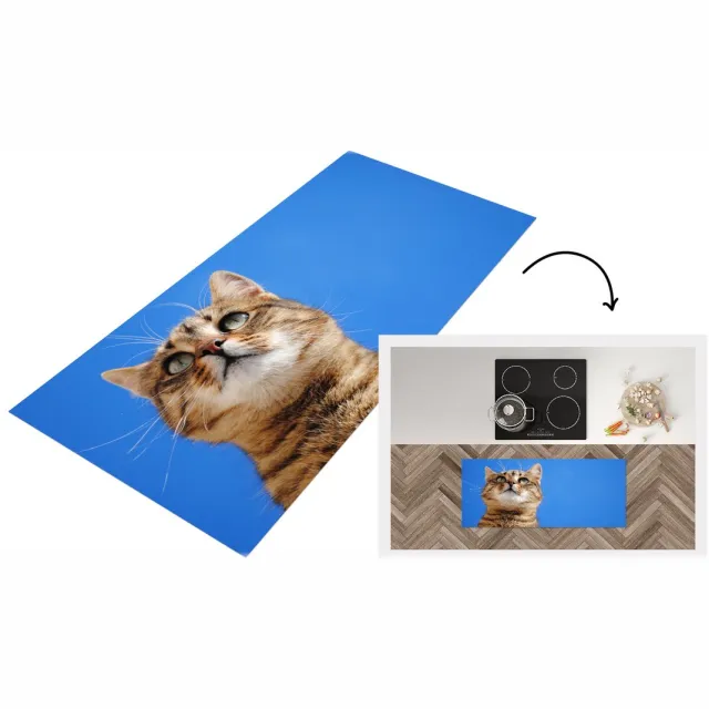 KitchenYeah Keukenloper - Loper keuken - Kat - Bruin - Lucht - Keukenloper vinyl Multicolor
