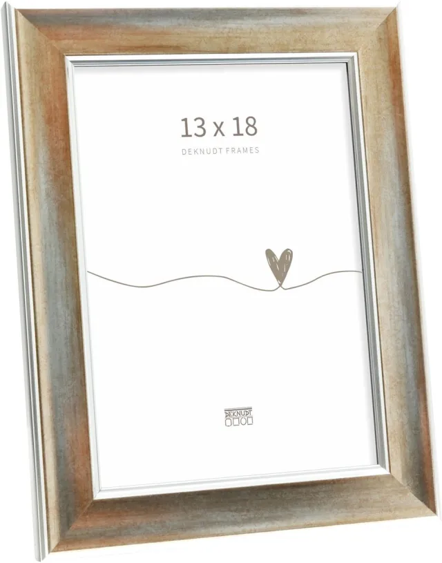 Deknudt Frames fotolijst S244D3 - brons met zilverbiesje - 13x18 cm