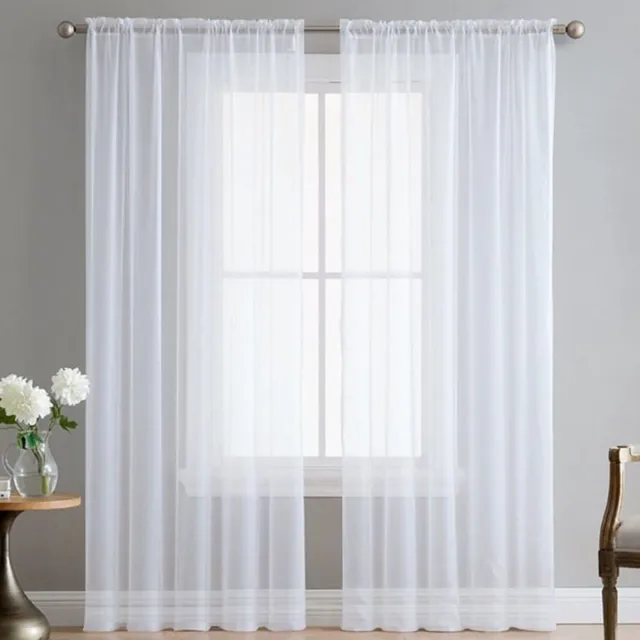 Gabriela-Gordijnen Gabriela-Decor Transparante Vitrage Gordijnen met Plooiband – Set van 2 – 145 x 250 cm – Wit