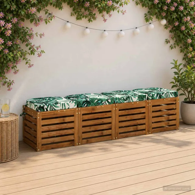 vidaXL 4-delige Zitkussens SOEST 4 st 100% Polyester Bladpatroon Groen