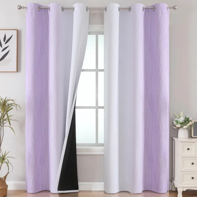 Selbro ® Moderne Ombre Verloop Gordijnen voor Woonkamer met Verduistering en Geluidsisolatie paars en wit