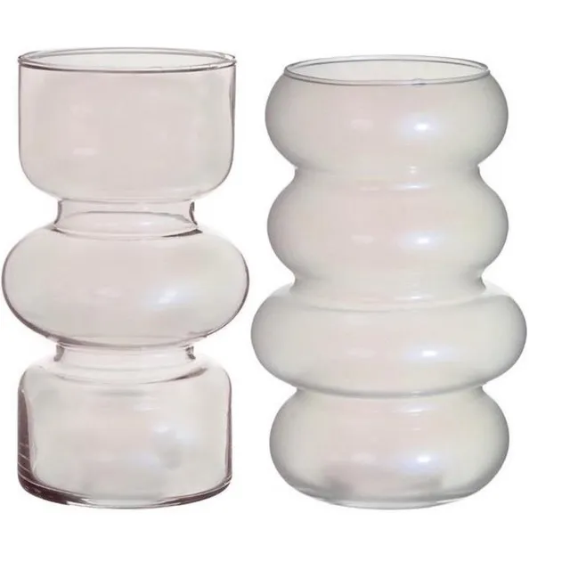 PacklinQ Bloemen vaas Ø10 cm H: 18 cm Pearl (6 stuks) wit