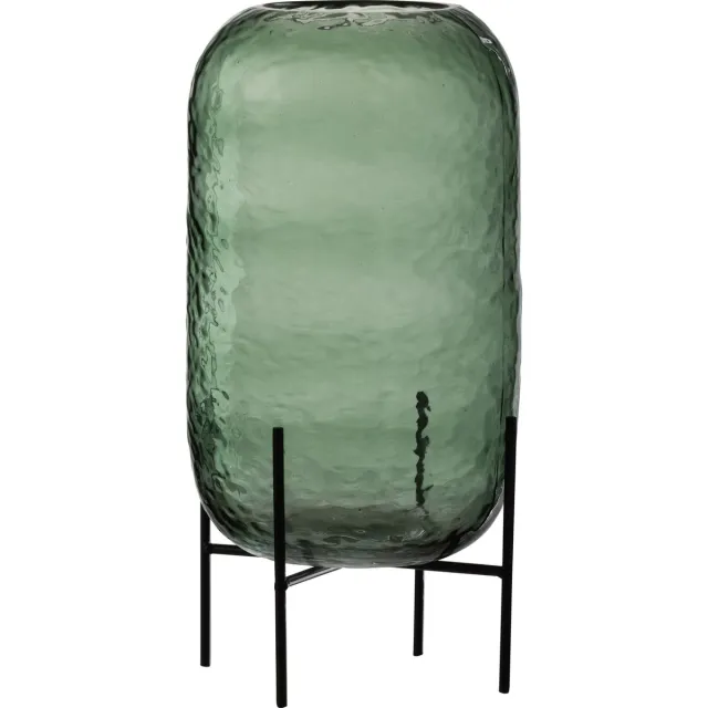 J-Line vaas Rond Oneffen - glas - groen - large - Ø 18 cm