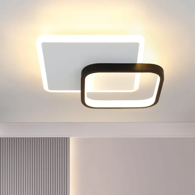 Glitzerlife Plafondlamp Plafondspot - Modern LED Dimbaar - 1x 15W Touch Warmwit - Acryl Metaal Energiezuinig - Woonkamer Keuken Hal - Zwart Wit