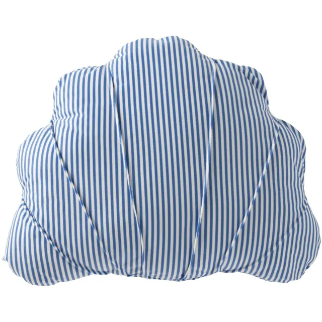 J-Line kussen Schelp Gestreept - polyester - blauw/wit