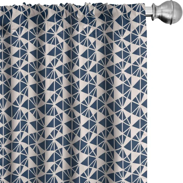 ABAKUHAUS Geometrische gordijnen – 2x75x225 cm – microvezel – Champagne/Nachtblauw