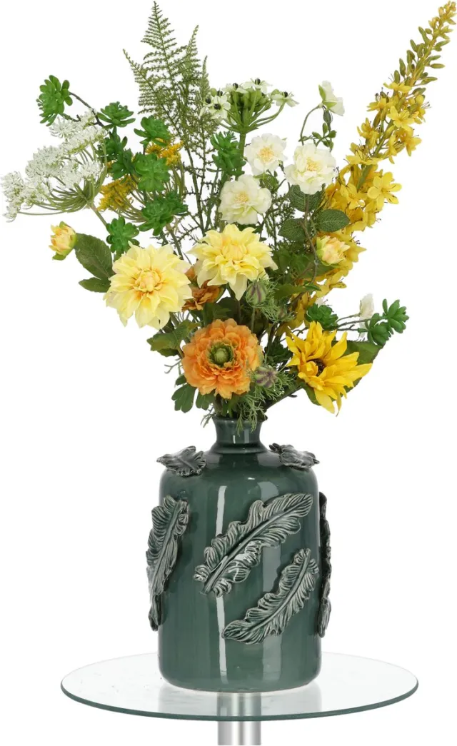 maxifleur Kunstplanten Handgebonden kunstboeket Vivianne Florence - Geel/Groen 60cm