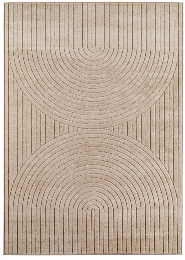 Moonay Home Nova – Vloerkleed Siena Beige – Binnen En Buiten Vloerkleed – Laagpolig – Japandi stijl – 140x200 cm