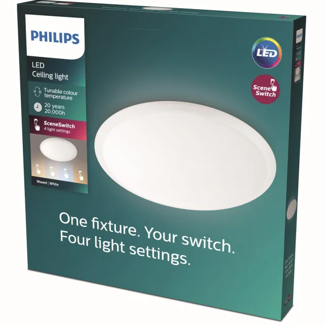 Philips Wawel plafonnière - wit - groot - 36 W